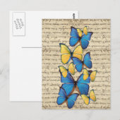 Blaue und gelbe Schmetterlinge Postkarte (Vorne/Hinten)