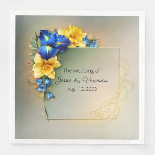 Blaue und gelbe Schwertlilien-Hochzeit  Serviette