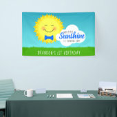 Blaue und gelbe Sonnenblume Geburtstagsparty Banner (Messeveranstaltung)