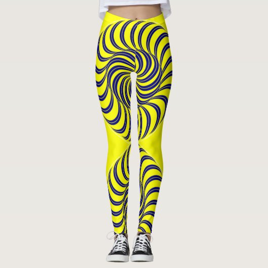 Blaue und gelbe Spirale Leggings (Vorderseite)