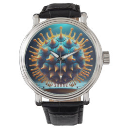Blaue und gelbe Sporenkugel Armbanduhr