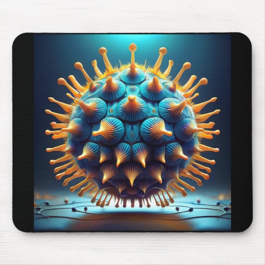 Blaue und gelbe Sporenkugel Mousepad (Vorne)