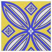 Blaue und gelbe Talavera-Tile-Design Stoff (Nahaufnahme)