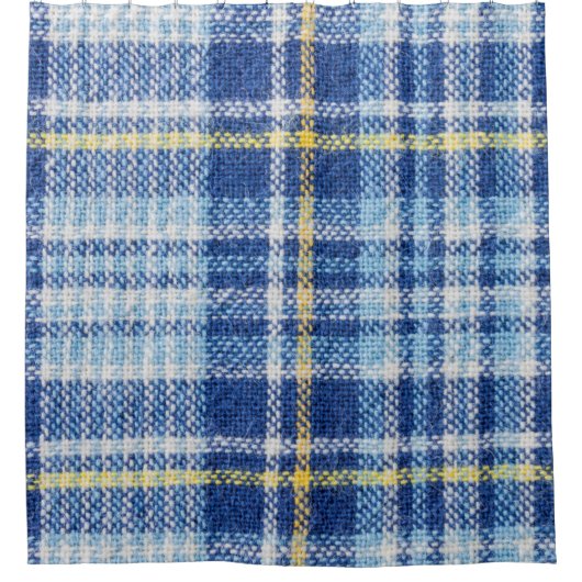 Blaue und gelbe Tartan oder karierter Hintergrund Duschvorhang (Vorderseite)