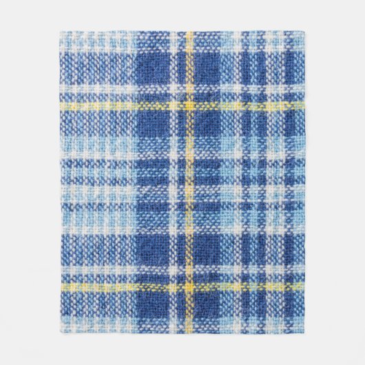 Blaue und gelbe Tartan oder karierter Hintergrund Fleecedecke (Vorderseite)