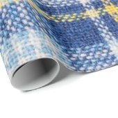 Blaue und gelbe Tartan oder karierter Hintergrund Geschenkpapier (Rolleneckpunkt)