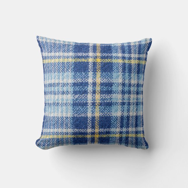 Blaue und gelbe Tartan oder karierter Hintergrund  Kissen (Vorderseite)
