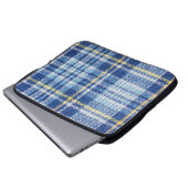 Blaue und gelbe Tartan oder karierter Hintergrund  Laptopschutzhülle (Vorne Knopf)
