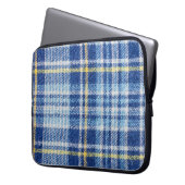 Blaue und gelbe Tartan oder karierter Hintergrund  Laptopschutzhülle (Vorderseite Links)
