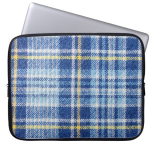 Blaue und gelbe Tartan oder karierter Hintergrund Laptopschutzhülle