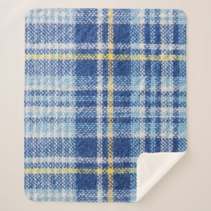 Blaue und gelbe Tartan oder karierter Hintergrund Sherpadecke