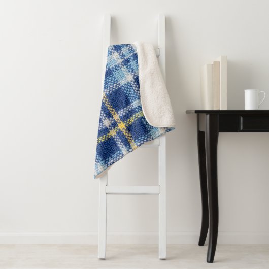 Blaue und gelbe Tartan oder karierter Hintergrund  Sherpadecke (Beispiel)