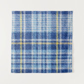 Blaue und gelbe Tartan oder karierter Hintergrund Wandteppich (Vorderseite (Horizontal))
