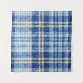 Blaue und gelbe Tartan oder karierter Hintergrund Wandteppich (Vorderseite)