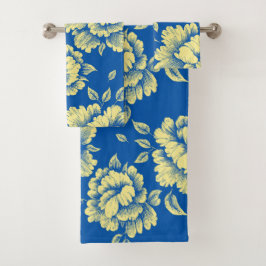Blaue und gelbe Torfkörbe - französische Landdekor Badhandtuch Set