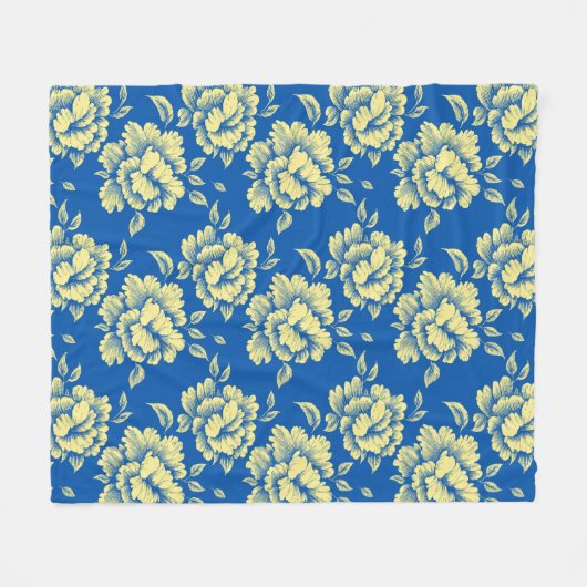 Blaue und gelbe Torfkörbe - französische Landdekor Fleecedecke (Vorderseite (Horizontal))
