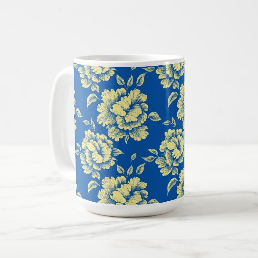 Blaue und gelbe Torfkörbe - französische Landdekor Kaffeetasse (Vorderseite Links)