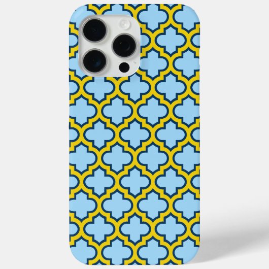 Blaue und gelbe Trellis, Gitter, Quatrefolie Case-Mate iPhone Hülle (Rückseite)