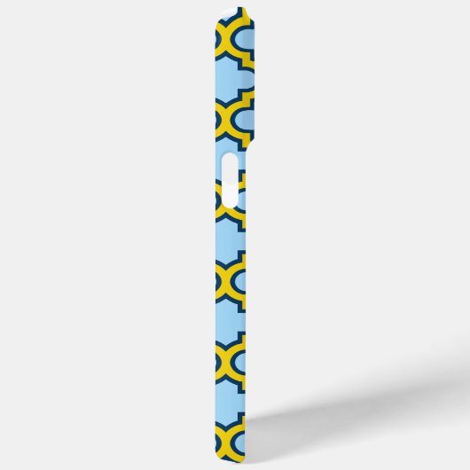 Blaue und gelbe Trellis, Gitter, Quatrefolie Case-Mate iPhone Hülle (Rückseite / Rechts)