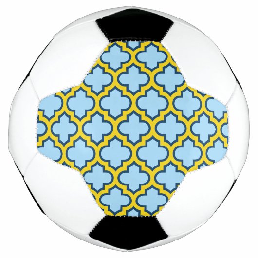 Blaue und gelbe Trellis, Gitter, Quatrefolie Fußball (Vorderseite)
