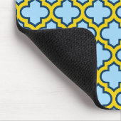 Blaue und gelbe Trellis, Gitter, Quatrefolie Mousepad (Ecke)