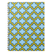 Blaue und gelbe Trellis, Gitter, Quatrefolie Notizblock (Vorderseite)