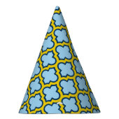 Blaue und gelbe Trellis, Gitter, Quatrefolie Partyhütchen (Rechts)