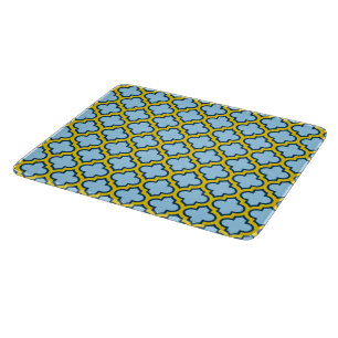Blaue und gelbe Trellis, Gitter, Quatrefolie Schneidebrett