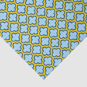 Blaue und gelbe Trellis, Gitter, Quatrefolie Seidenpapier (Ausschnitt)