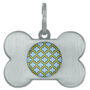 Blaue und gelbe Trellis, Gitter, Quatrefolie Tiermarke