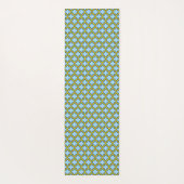 Blaue und gelbe Trellis, Gitter, Quatrefolie Yogamatte (Rückseite)