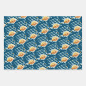 Blaue und gelbe tropische Fische mit festlicher Ko Geschenkpapier Set (Vorderseite 3)