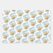 Blaue und gelbe tropische Fische mit festlicher Ko Geschenkpapier Set (Vorderseite)