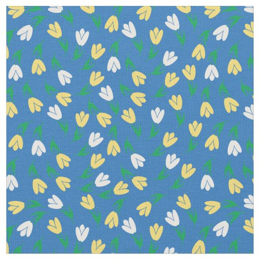 Blaue und gelbe Tulpenmuster - Sammlung Stoff (Nahaufnahme)