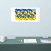 Blaue und Gelbe Ukraine inspirieren zum Frieden im Banner (Messe)