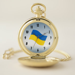 Blaue und gelbe ukrainische Flag-Pocket-Uhr Taschenuhr