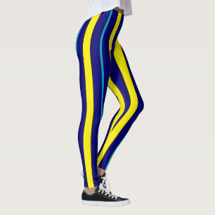 Blaue und gelbe vertikale Streifen Leggings