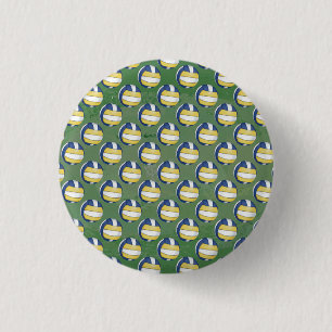 Blaue und gelbe Volleyballmuster Button