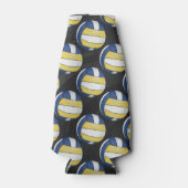 Blaue und gelbe Volleyballmuster Flaschenkühler (Vorderseite)