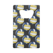 Blaue und gelbe Volleyballmuster Kreditkarten Flaschenöffner (Rückseite)