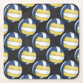 Blaue und gelbe Volleyballmuster Rechteckiger Pappuntersetzer (Vorderseite)