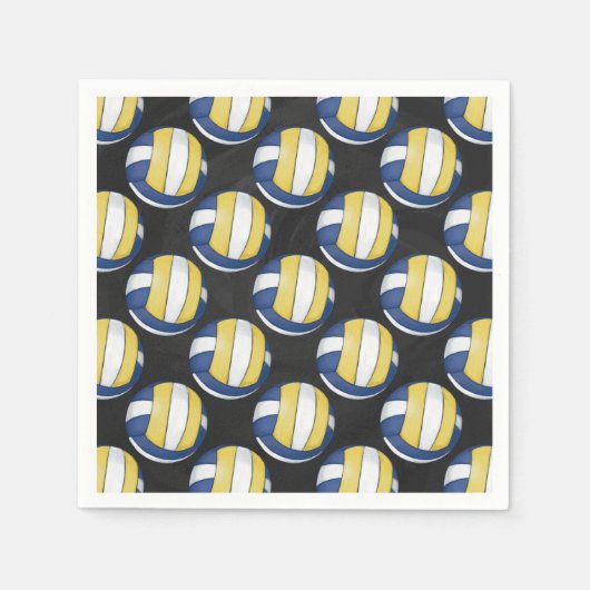 Blaue und gelbe Volleyballmuster Serviette (Vorderseite)