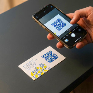 Blaue und gelbe Zitronen UAWG QR-Code Begleitkarte