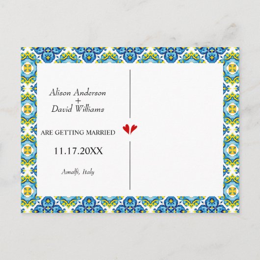 Blaue und gelbe Zitronenfrüchte Ankündigungspostkarte (Rückseite)