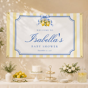 Blaue und gelbe Zitrus-Limonen-Baby-Shower-Willkom Banner