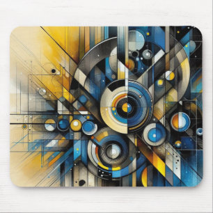 Blaue und geometrische Maus-Pad in Gold Mousepad