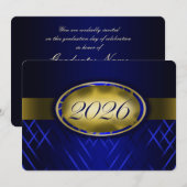 Blaue und Gold Klasse 2026 Einladung (Vorne/Hinten)