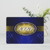 Blaue und Gold Klasse 2026 Einladung (Stehend Vorderseite)