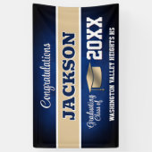 Blaue und goldene Abschlussfeier Banner (Vertikal)