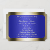 Blaue und goldene Abschlussfeier Einladung (Rückseite)